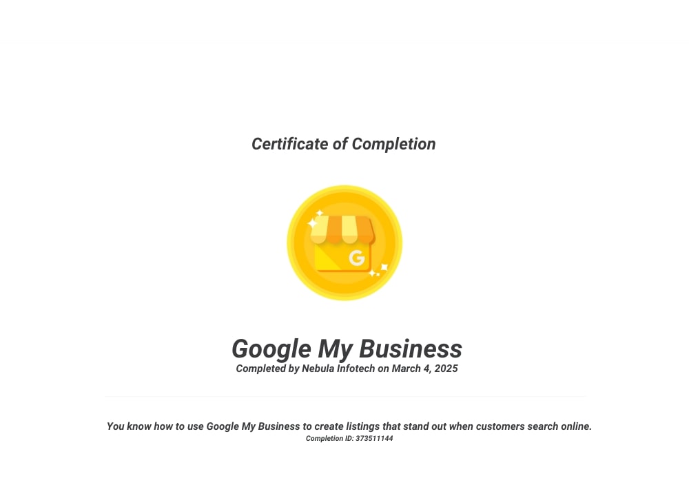 Google My Business Certificate